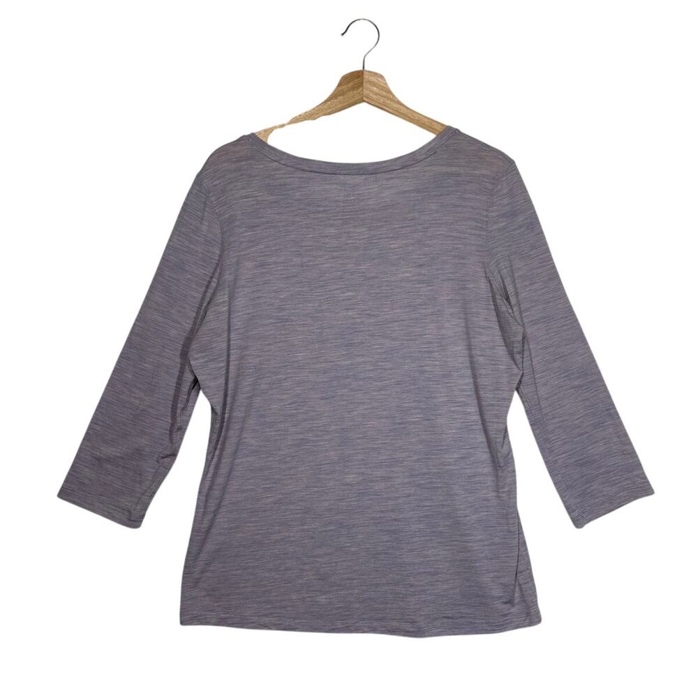 WoolX 3/4 Sleeve Merino Wool Round Neck Top Women's L Heathered Lavender Purple - Picture 5 of 8
